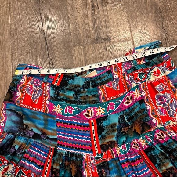 Vintage Skirt Maxi 80s Hippy Boho Gypsy Southwestern Aztec USA Native American - Picture 14 of 15